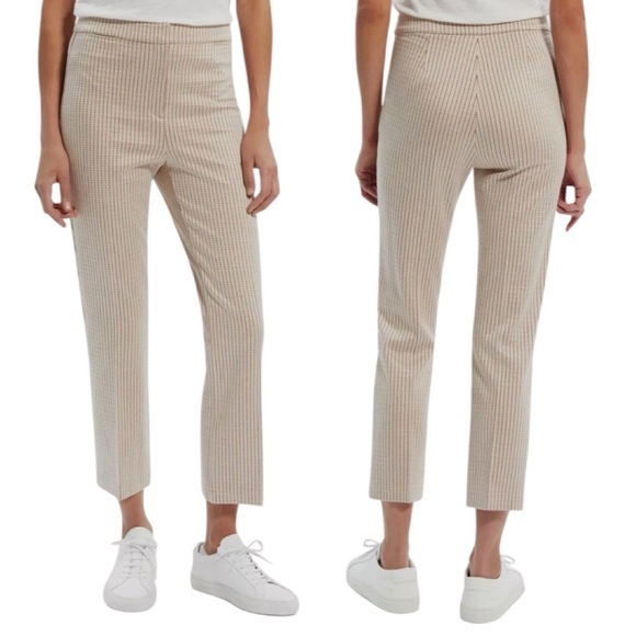 Theory St Jean‎ Stratton Knit Houndstooth Blush Trousers Pants Size 6